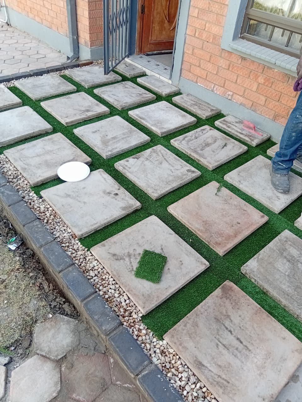 Stepping Stones with Artificial Grass